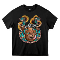 Black highland cow horseshoe Heavy Core Tee - JahusDesignShop