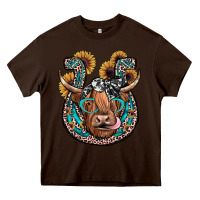 Chocolate Brown highland cow horseshoe Heavy Core Tee - JahusDesignShop
