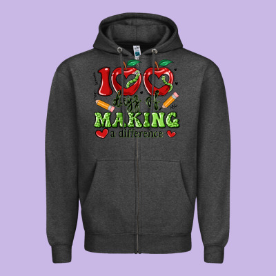 100 Days Of Making A Difference Zipper Hoodie Designed By Artiststas