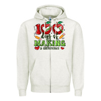 Oatmeal Heather 100 days of making a difference Zipper Hoodie - Artiststas