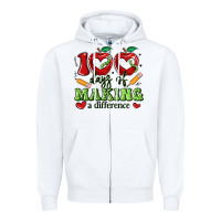 White 100 days of making a difference Zipper Hoodie - Artiststas