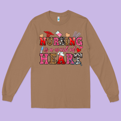 Nursing Is A Work Of Heart Long Sleeve Tee Designed By Oliviacreatesart