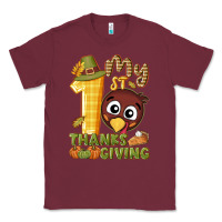 Burgundy My 1st Thanksgiving with turkey Classic Tee - NancyCooperArtShop