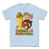 Dusty Blue My 1st Thanksgiving with turkey Classic Tee - NancyCooperArtShop
