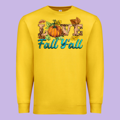 Love Fall Y'all Premium Sweatshirt Designed By Barkaloodesign