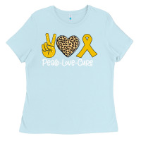 Baby Blue Peace Love Cure Ladies Tee - Bettercallsaul