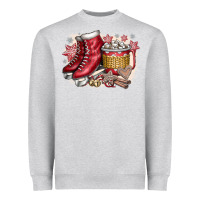 Heather Grey Christmas Ice Skating Heavyweight Sweatshirt - CowhideDigitalArt