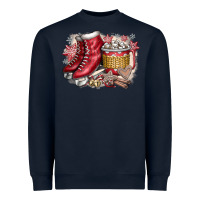 Navy Christmas Ice Skating Heavyweight Sweatshirt - CowhideDigitalArt