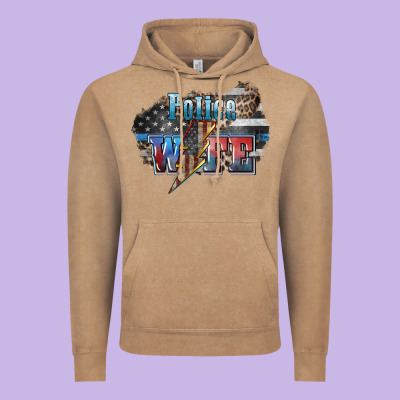 Police Wife Lightning Bolt 4th Of July Vintage Hoodie Designed By Howdyjamesfarm