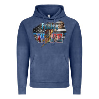 Vintage Denim Police wife lightning bolt 4th of july Vintage Hoodie - HowdyJamesFarm