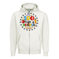 Oatmeal Heather 100 days of school Zipper Hoodie - Artiststas