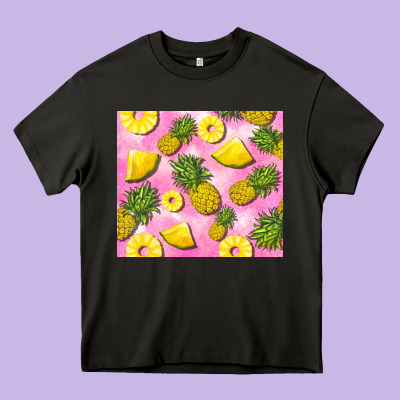 Pink Pineapple Heavy Core Tee Designed By Barkaloodesign
