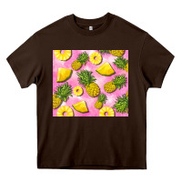 Chocolate Brown pink pineapple Heavy Core Tee - BarkalooDesign