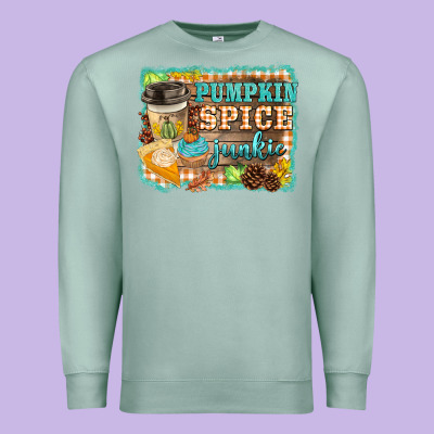 Pumpkin Spice Junkie Premium Sweatshirt Designed By Barkaloodesign