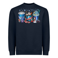 Navy Christmas Coffee Heavyweight Sweatshirt - CowhideDigitalArt
