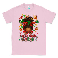 Bubblegum Pink santa's favorite nurse afro messy bun Classic Tee - texasbilliewilder