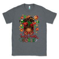 Charcoal Heather santa's favorite nurse afro messy bun Classic Tee - texasbilliewilder