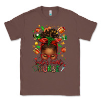 Chestnut santa's favorite nurse afro messy bun Classic Tee - texasbilliewilder