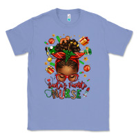 Colony Blue santa's favorite nurse afro messy bun Classic Tee - texasbilliewilder