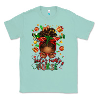 Seafoam santa's favorite nurse afro messy bun Classic Tee - texasbilliewilder