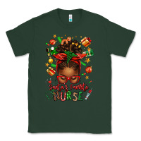 Sports Green santa's favorite nurse afro messy bun Classic Tee - texasbilliewilder