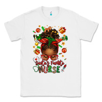 White santa's favorite nurse afro messy bun Classic Tee - texasbilliewilder