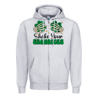 Heather Grey shake your shamrocks Zipper Hoodie - CowhideDigitalArt