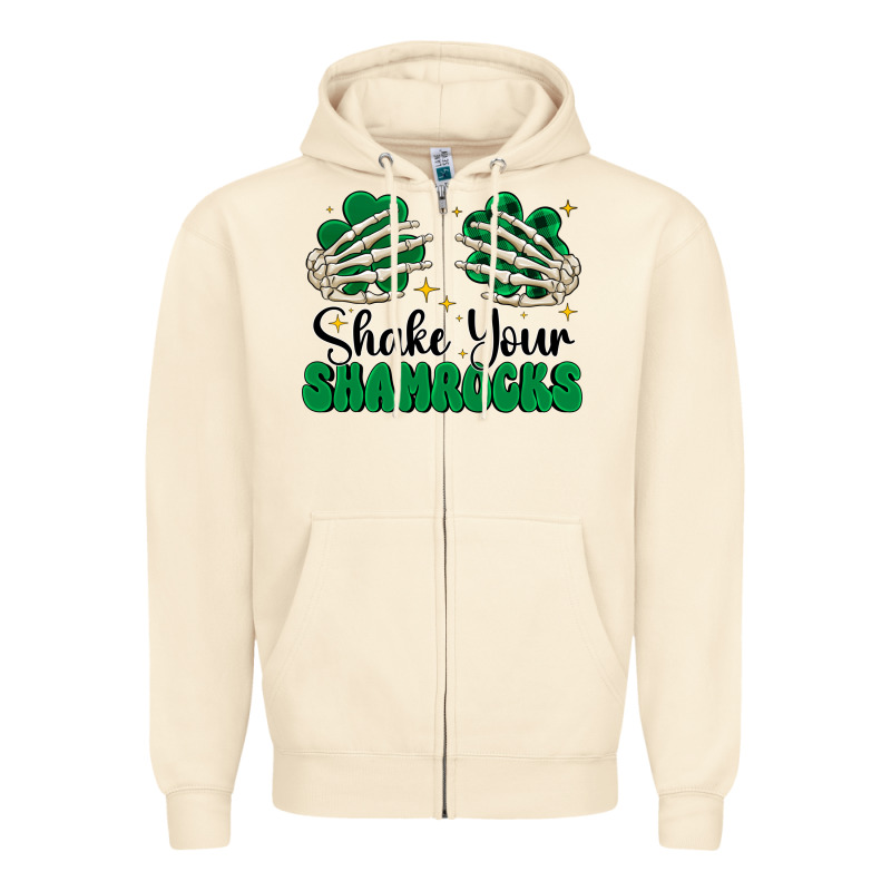 Shake Your Shamrocks Zipper Hoodie by CowhideDigitalArt | Teevron