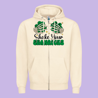 Shake Your Shamrocks Zipper Hoodie Designed By Cowhidedigitalart