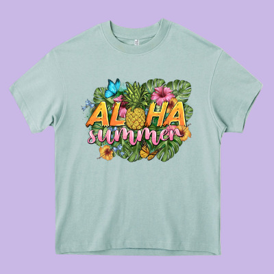 Aloha Summer Heavy Core Tee Designed By Barkaloodesign