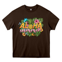 Chocolate Brown aloha summer Heavy Core Tee - BarkalooDesign