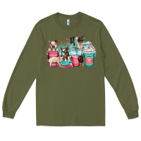 Army Green pig coffee cups Long Sleeve Tee - OliviaCreatesArt