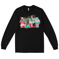 Black pig coffee cups Long Sleeve Tee - OliviaCreatesArt