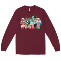 Burgundy pig coffee cups Long Sleeve Tee - OliviaCreatesArt