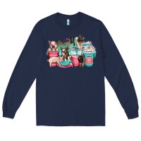 Navy pig coffee cups Long Sleeve Tee - OliviaCreatesArt