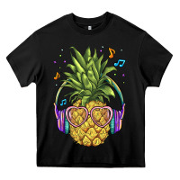 Black pineapple with headphone Heavy Core Tee - BarkalooDesign
