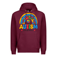 Burgundy proud autism mom rainbow Premium Hoodie - CowhideDigitalArt