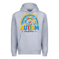 Heather Grey proud autism mom rainbow Premium Hoodie - CowhideDigitalArt