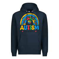 Navy proud autism mom rainbow Premium Hoodie - CowhideDigitalArt