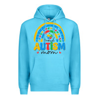 Ocean Blue proud autism mom rainbow Premium Hoodie - CowhideDigitalArt