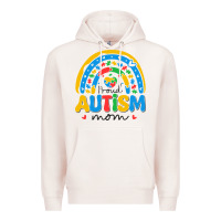 Pale Pink proud autism mom rainbow Premium Hoodie - CowhideDigitalArt