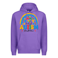 Purple proud autism mom rainbow Premium Hoodie - CowhideDigitalArt