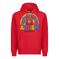 Red proud autism mom rainbow Premium Hoodie - CowhideDigitalArt