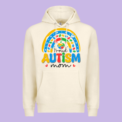 Proud Autism Mom Rainbow Premium Hoodie Designed By Cowhidedigitalart
