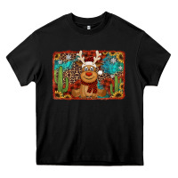 Black western christmas reindeer with background Heavy Core Tee - Jasminsmagicworld