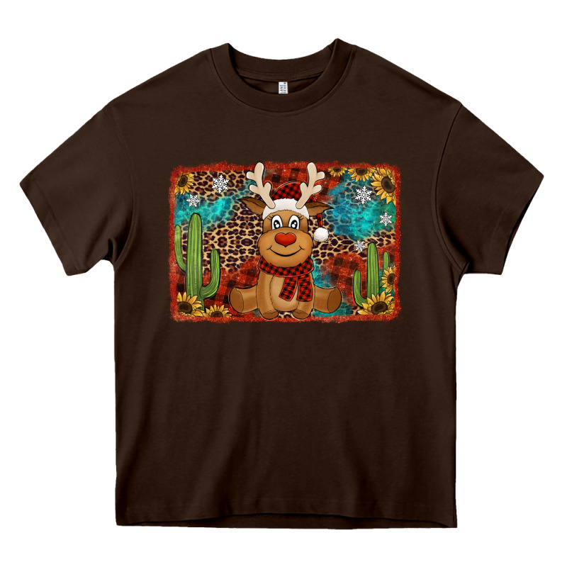 Western Christmas Reindeer With Background Heavy Core Tee by Jasminsmagicworld | Teevron