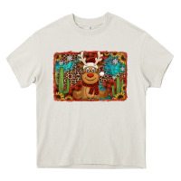 Cream western christmas reindeer with background Heavy Core Tee - Jasminsmagicworld
