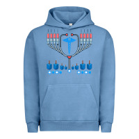 Pigment Pebble Blue jewish hanukkah chanukah doctor medical menorah  gifts Urban Hoodie - trangStudio