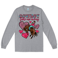 Heather Grey cowboy take me away Long Sleeve Tee - OliviaCreatesArt