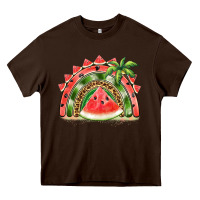 Chocolate Brown watermelon slice  rainbow Heavy Core Tee - BarkalooDesign